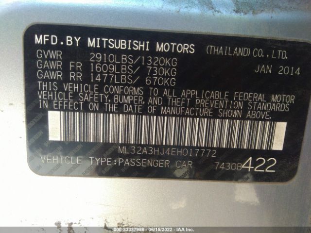 Photo 8 VIN: ML32A3HJ4EH017772 - MITSUBISHI MIRAGE 