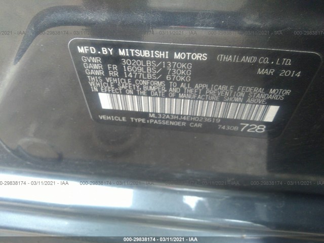 Photo 8 VIN: ML32A3HJ4EH023619 - MITSUBISHI MIRAGE 