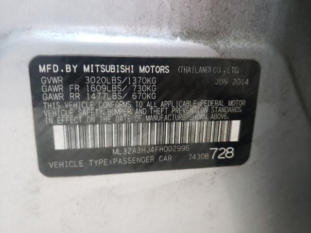 Photo 9 VIN: ML32A3HJ4FH002996 - MITSUBISHI MIRAGE DE 