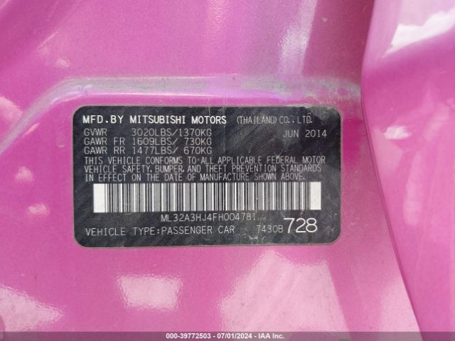 Photo 8 VIN: ML32A3HJ4FH004781 - MITSUBISHI MIRAGE 