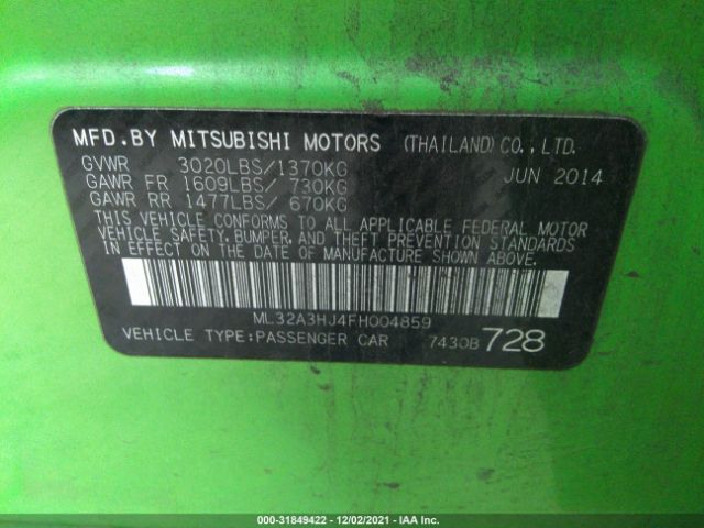 Photo 8 VIN: ML32A3HJ4FH004859 - MITSUBISHI MIRAGE 