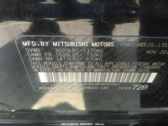 Photo 8 VIN: ML32A3HJ4FH032841 - MITSUBISHI MIRAGE 