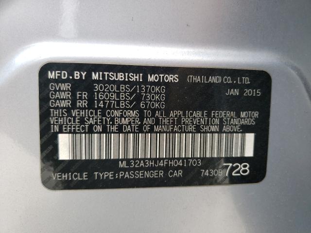 Photo 9 VIN: ML32A3HJ4FH041703 - MITSUBISHI MIRAGE DE 