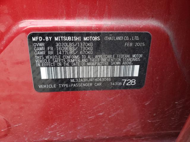 Photo 9 VIN: ML32A3HJ4FH043046 - MITSUBISHI MIRAGE DE 