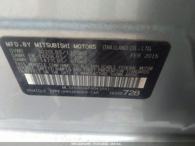 Photo 8 VIN: ML32A3HJ4FH043581 - MITSUBISHI MIRAGE 