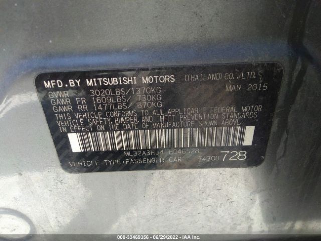 Photo 8 VIN: ML32A3HJ4FH046528 - MITSUBISHI MIRAGE 