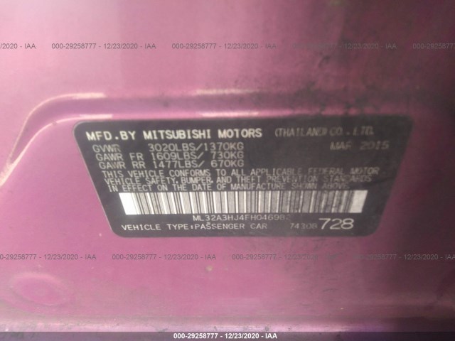 Photo 8 VIN: ML32A3HJ4FH046982 - MITSUBISHI MIRAGE 