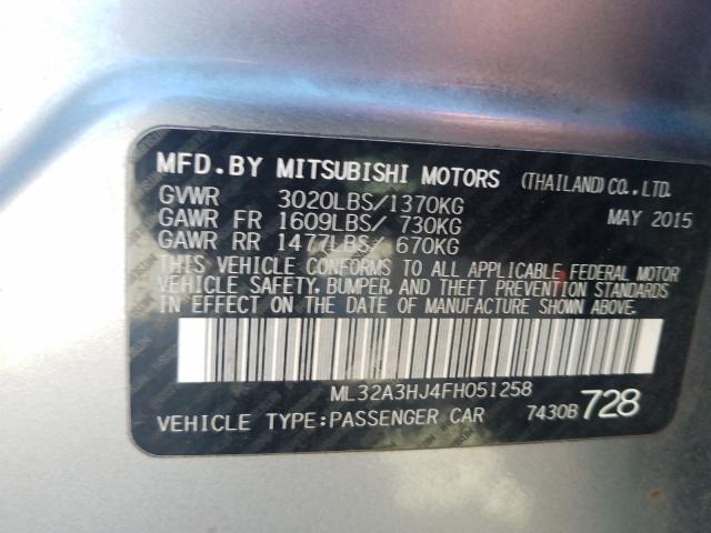 Photo 9 VIN: ML32A3HJ4FH051258 - MITSUBISHI MIRAGE DE 