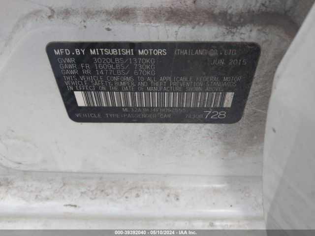 Photo 8 VIN: ML32A3HJ4FH052555 - MITSUBISHI MIRAGE 