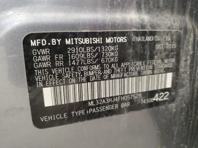 Photo 11 VIN: ML32A3HJ4FH057528 - MITSUBISHI MIRAGE DE 