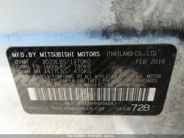 Photo 8 VIN: ML32A3HJ4HH004542 - MITSUBISHI MIRAGE 