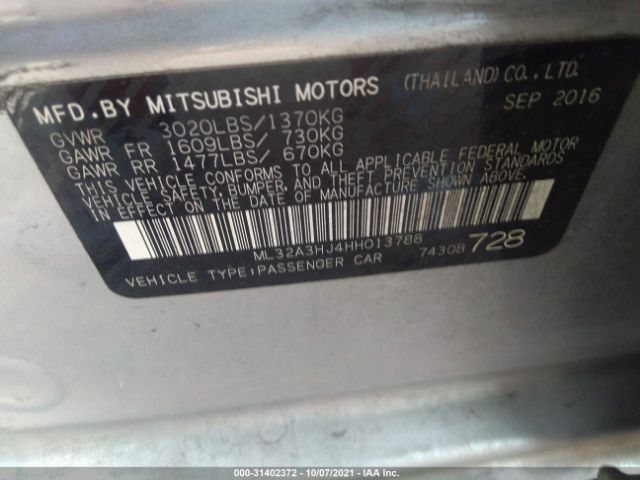 Photo 8 VIN: ML32A3HJ4HH013788 - MITSUBISHI MIRAGE 