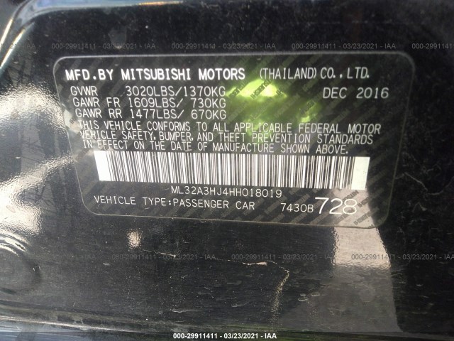 Photo 8 VIN: ML32A3HJ4HH018019 - MITSUBISHI MIRAGE 