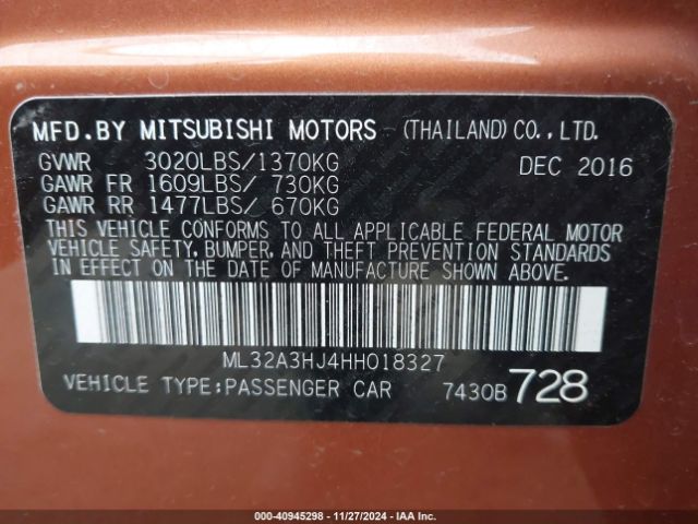 Photo 8 VIN: ML32A3HJ4HH018327 - MITSUBISHI MIRAGE 