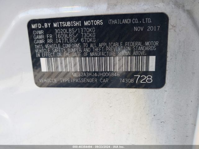 Photo 8 VIN: ML32A3HJ4JH006846 - MITSUBISHI MIRAGE 