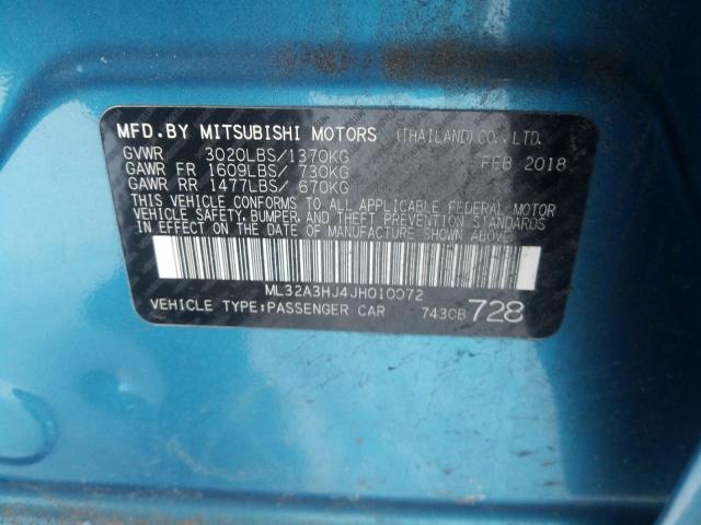 Photo 9 VIN: ML32A3HJ4JH010072 - MITSUBISHI MIRAGE ES 