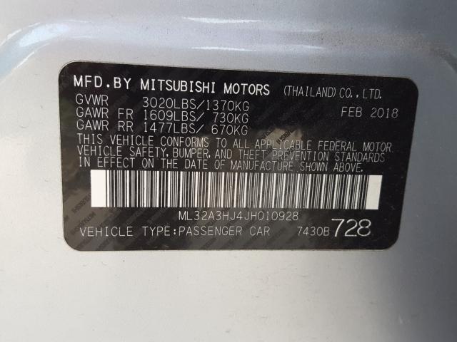 Photo 9 VIN: ML32A3HJ4JH010928 - MITSUBISHI MIRAGE ES 