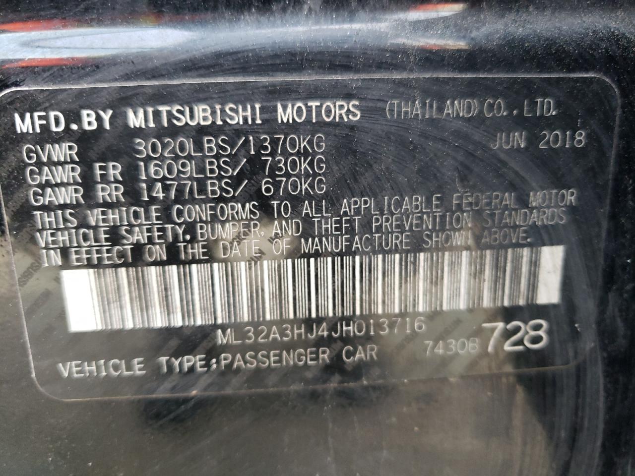 Photo 11 VIN: ML32A3HJ4JH013716 - MITSUBISHI MIRAGE 