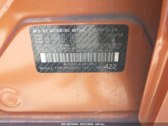 Photo 8 VIN: ML32A3HJ4JH013991 - MITSUBISHI MIRAGE 