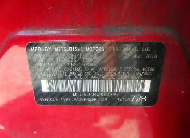 Photo 8 VIN: ML32A3HJ4JH014395 - MITSUBISHI MIRAGE 