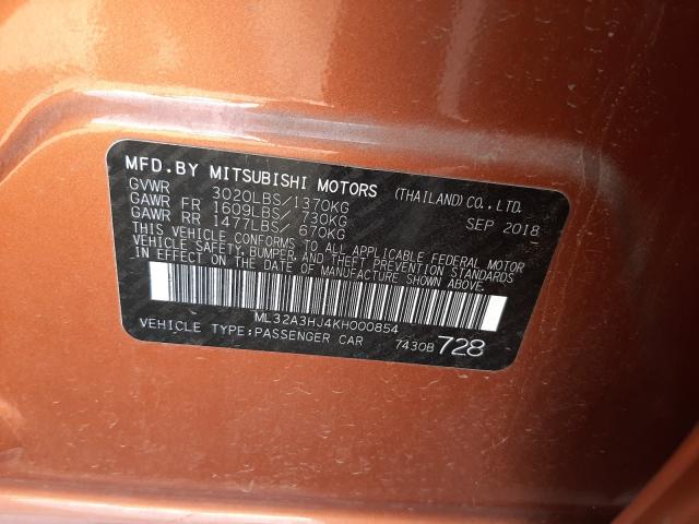 Photo 9 VIN: ML32A3HJ4KH000854 - MITSUBISHI MIRAGE ES 