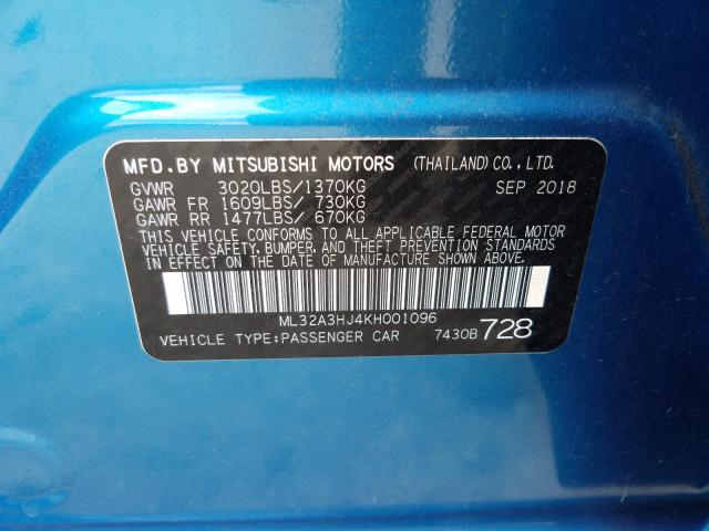 Photo 9 VIN: ML32A3HJ4KH001096 - MITSUBISHI MIRAGE ES 