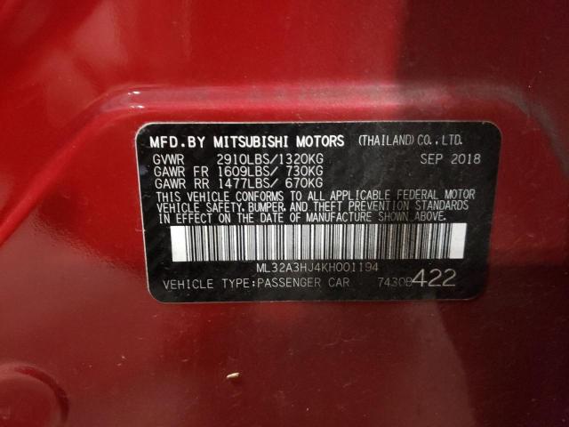 Photo 11 VIN: ML32A3HJ4KH001194 - MITSUBISHI MIRAGE ES 