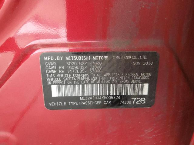 Photo 12 VIN: ML32A3HJ4KH005374 - MITSUBISHI MIRAGE ES 