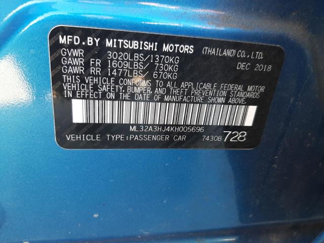 Photo 11 VIN: ML32A3HJ4KH005696 - MITSUBISHI MIRAGE 