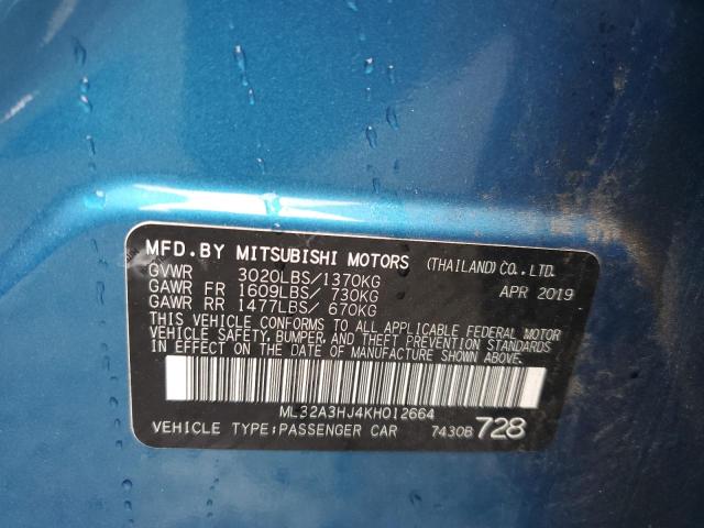 Photo 11 VIN: ML32A3HJ4KH012664 - MITSUBISHI MIRAGE ES 