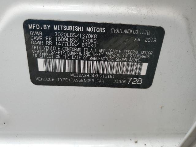 Photo 12 VIN: ML32A3HJ4KH016181 - MITSUBISHI MIRAGE ES 