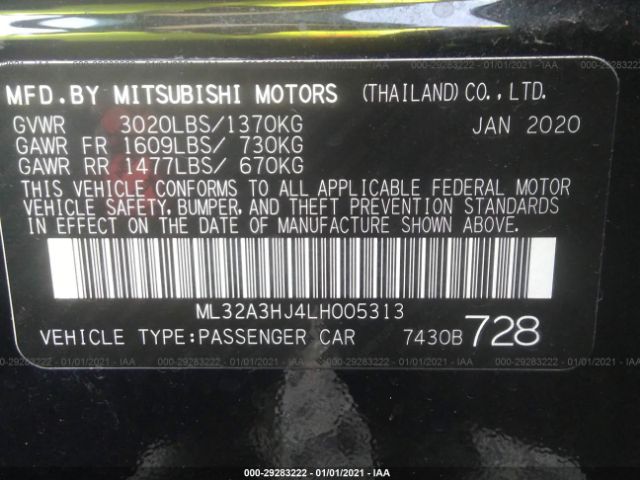 Photo 8 VIN: ML32A3HJ4LH005313 - MITSUBISHI MIRAGE 