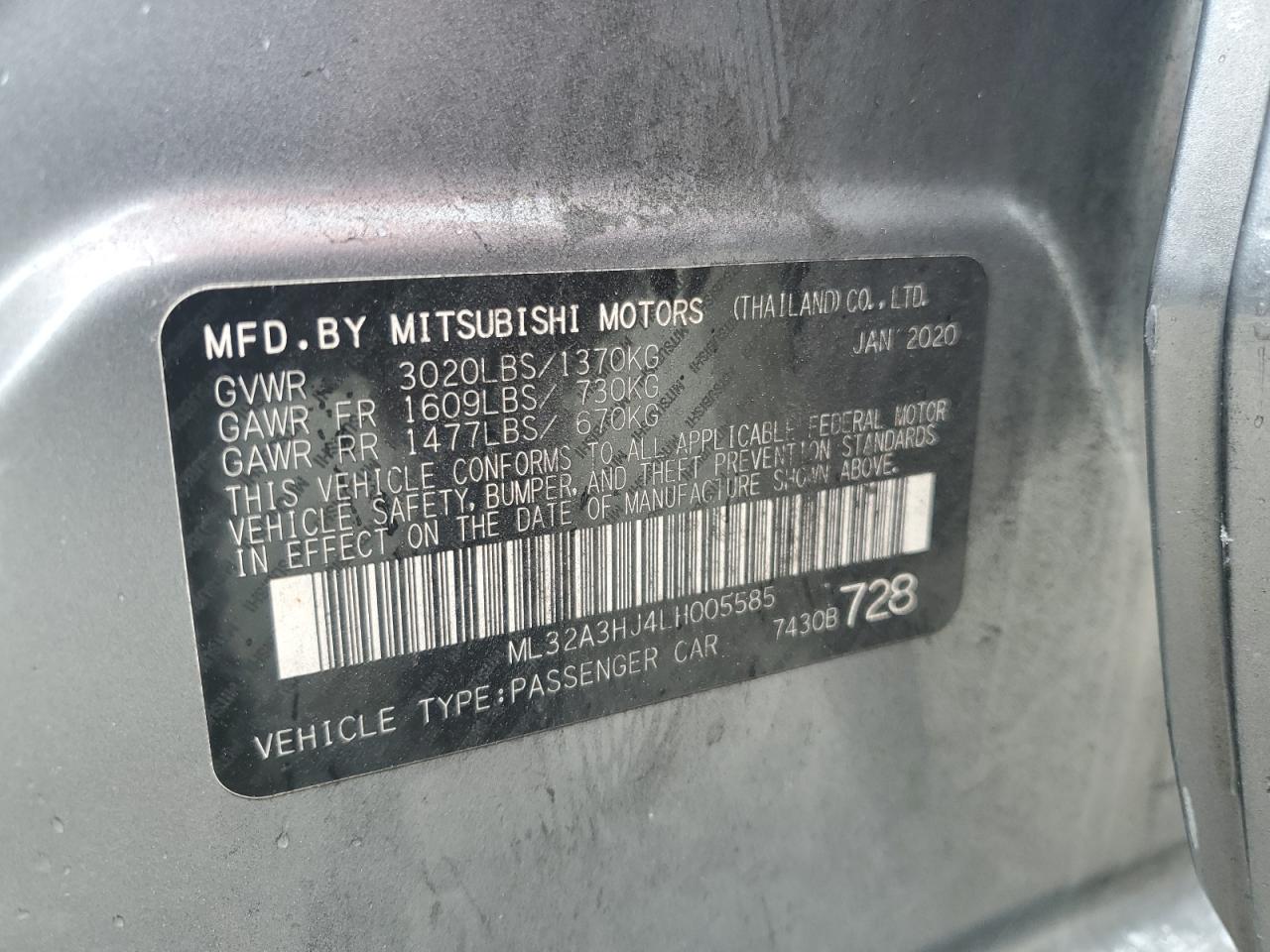 Photo 11 VIN: ML32A3HJ4LH005585 - MITSUBISHI MIRAGE 