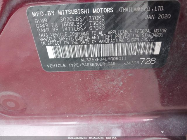 Photo 8 VIN: ML32A3HJ4LH006011 - MITSUBISHI MIRAGE 