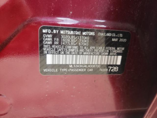 Photo 9 VIN: ML32A3HJ4LH008700 - MITSUBISHI MIRAGE ES 