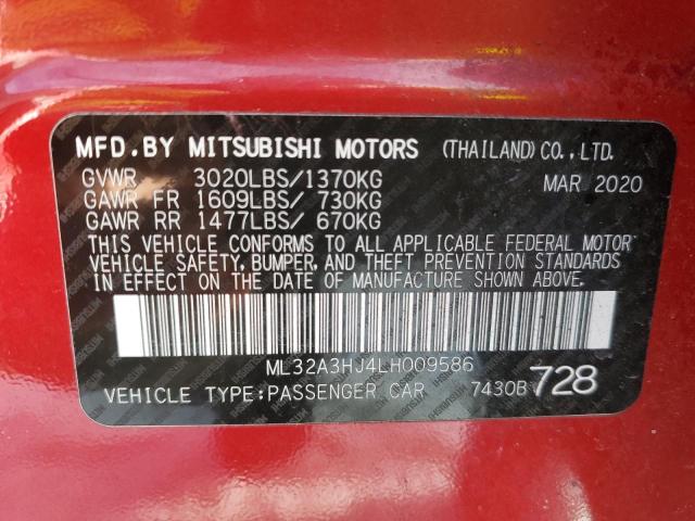 Photo 11 VIN: ML32A3HJ4LH009586 - MITSUBISHI MIRAGE 