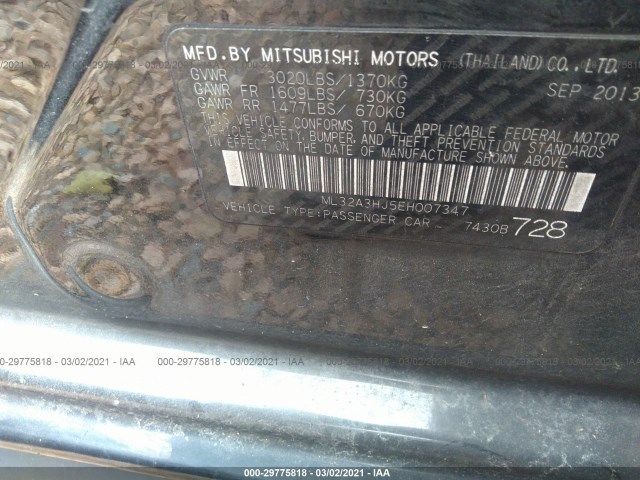 Photo 8 VIN: ML32A3HJ5EH007347 - MITSUBISHI MIRAGE 