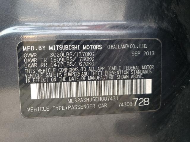 Photo 9 VIN: ML32A3HJ5EH007431 - MITSUBISHI MIRAGE DE 