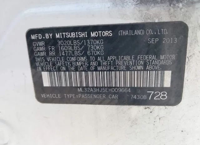 Photo 8 VIN: ML32A3HJ5EH009664 - MITSUBISHI MIRAGE 