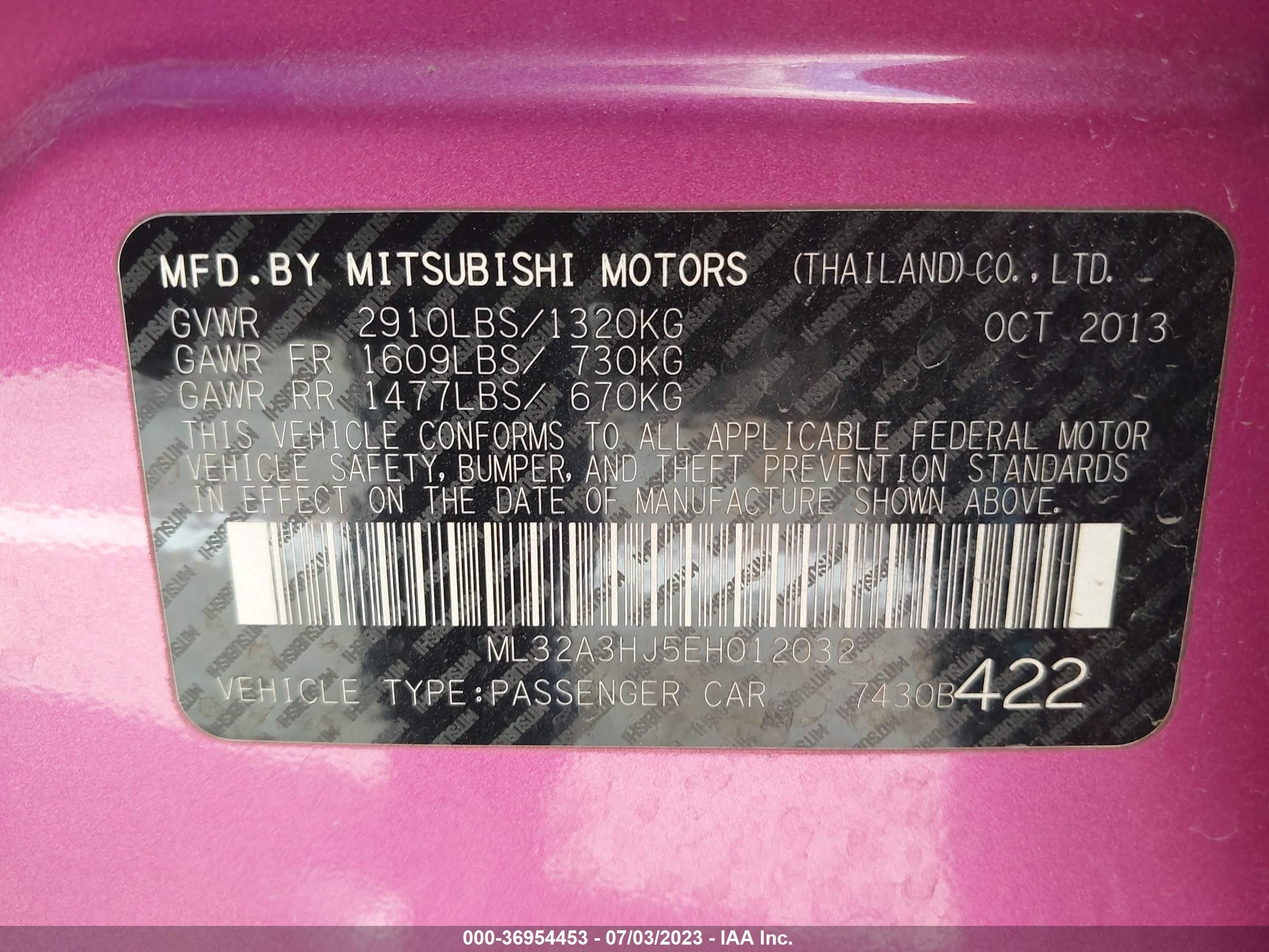 Photo 8 VIN: ML32A3HJ5EH012032 - MITSUBISHI MIRAGE 