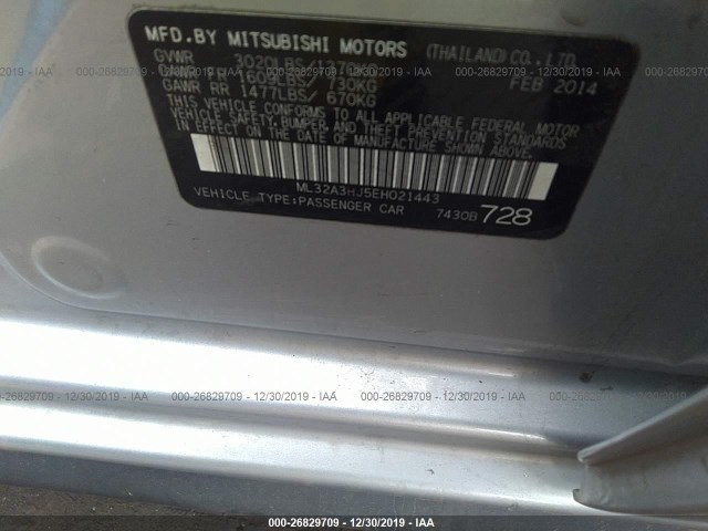 Photo 8 VIN: ML32A3HJ5EH021443 - MITSUBISHI MIRAGE 