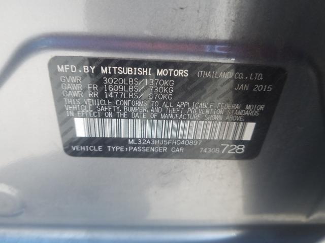 Photo 9 VIN: ML32A3HJ5FH040897 - MITSUBISHI MIRAGE DE 