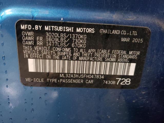 Photo 11 VIN: ML32A3HJ5FH047834 - MITSUBISHI MIRAGE DE 