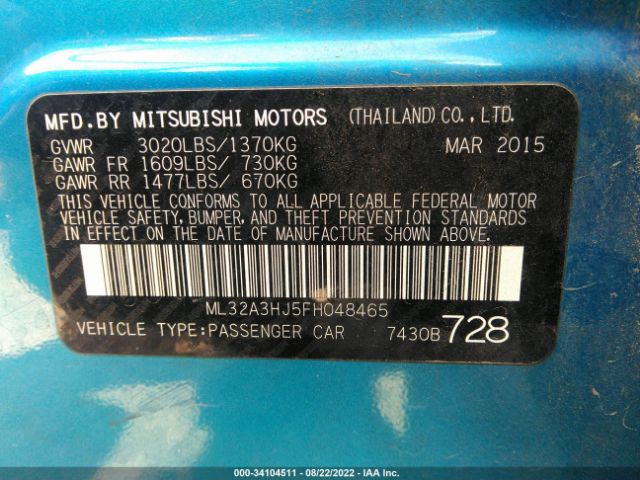 Photo 8 VIN: ML32A3HJ5FH048465 - MITSUBISHI MIRAGE 