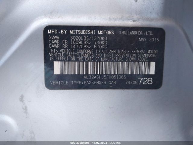 Photo 8 VIN: ML32A3HJ5FH051365 - MITSUBISHI MIRAGE 