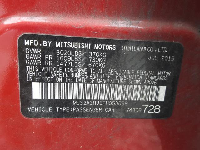 Photo 9 VIN: ML32A3HJ5FH053889 - MITSUBISHI MIRAGE DE 