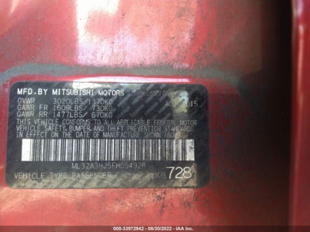 Photo 8 VIN: ML32A3HJ5FH054928 - MITSUBISHI MIRAGE 