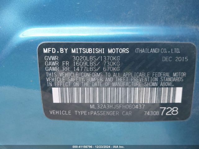 Photo 8 VIN: ML32A3HJ5FH060437 - MITSUBISHI MIRAGE 