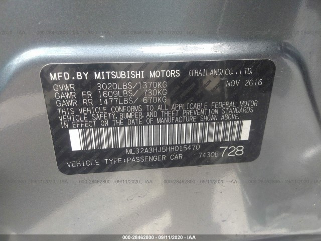 Photo 8 VIN: ML32A3HJ5HH015470 - MITSUBISHI MIRAGE 