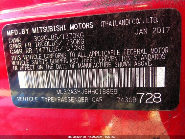 Photo 8 VIN: ML32A3HJ5HH018899 - MITSUBISHI MIRAGE 